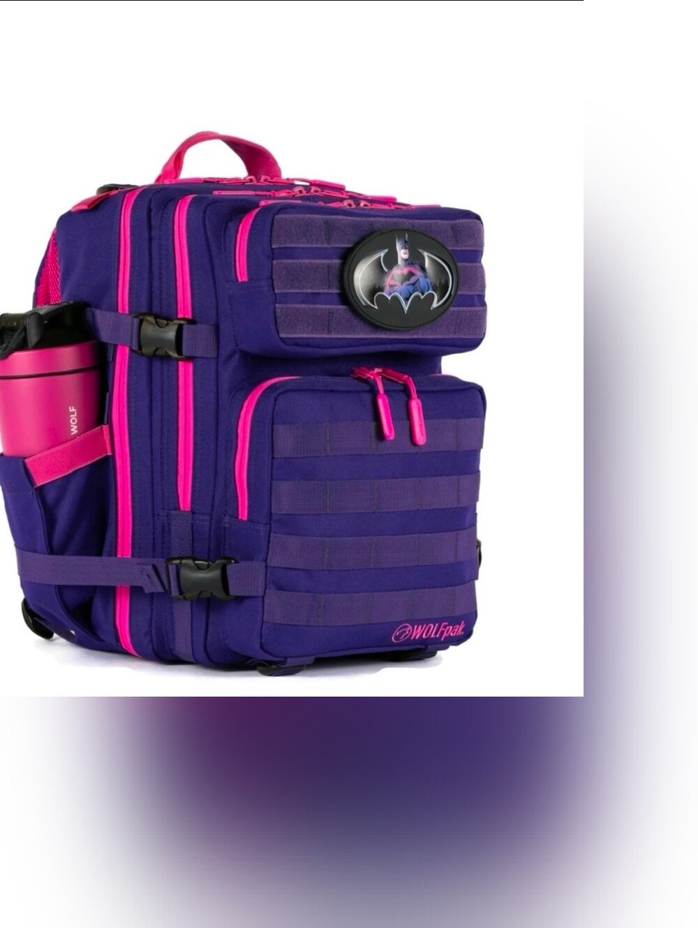 Purple Batman Backpack 25 L with Hot Pink Accents EUC